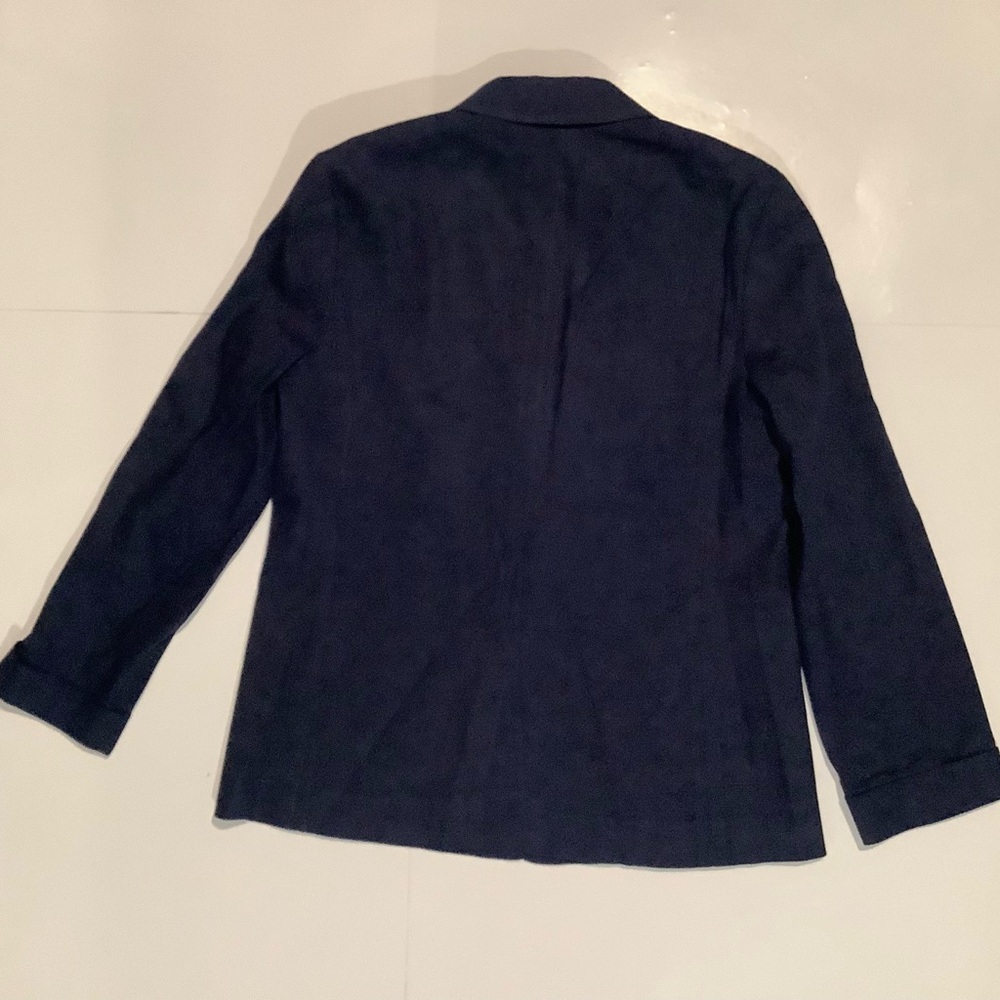 J. Crew Linen Blend Navy Blue Scalloped Lightweight Blazer 6 Academia - Picture 2 of 11